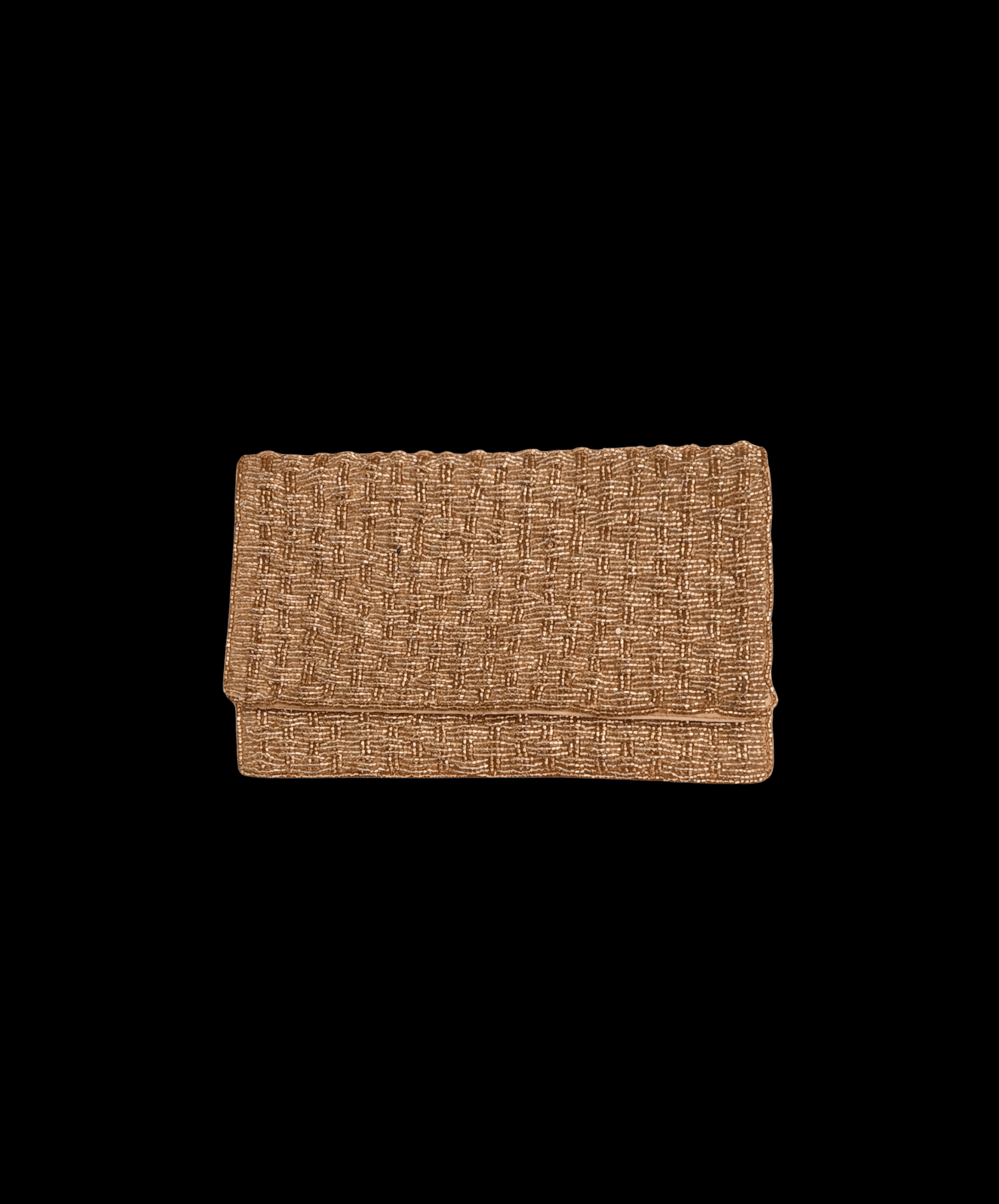 Jules Gold Beaded Basket Weave Clutch