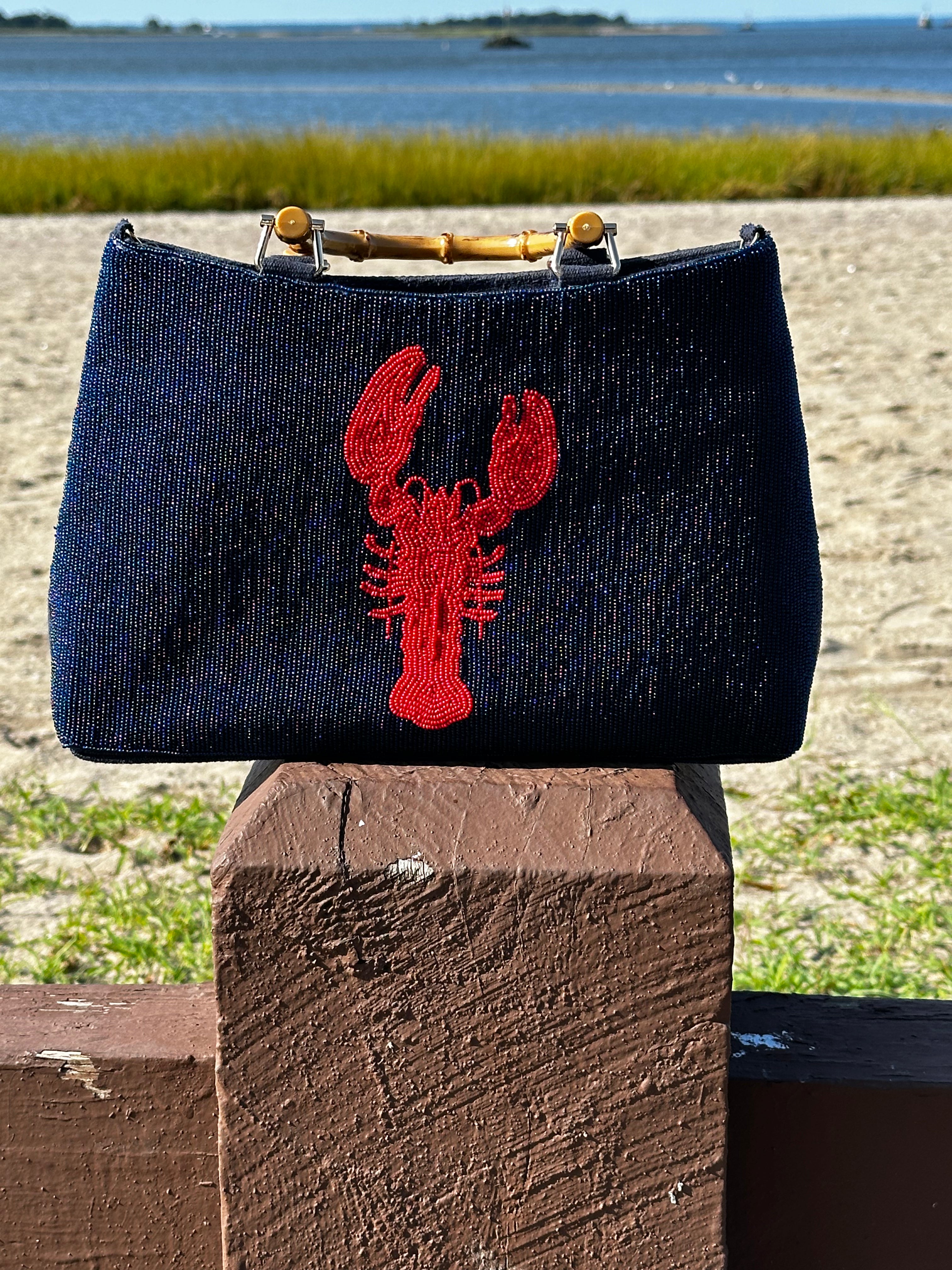 Red Lobster Beaded Purse | The Falmouth Bag | Navy Jane