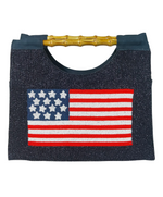 Unique Navy Beaded Purse With American Flag design