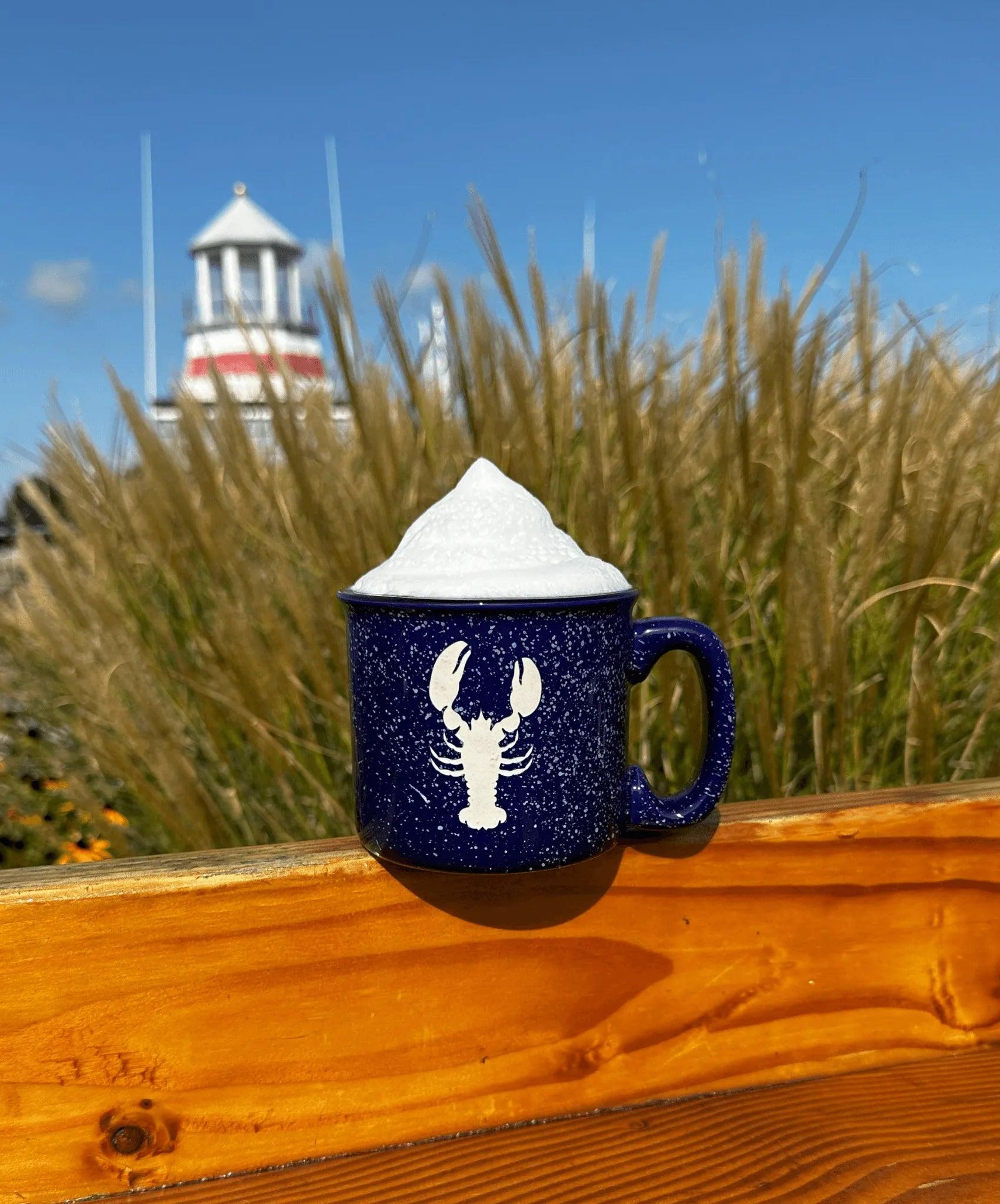 Cobalt Blue Campfire Mug with Lobster Design – 15 oz Ceramic Mug