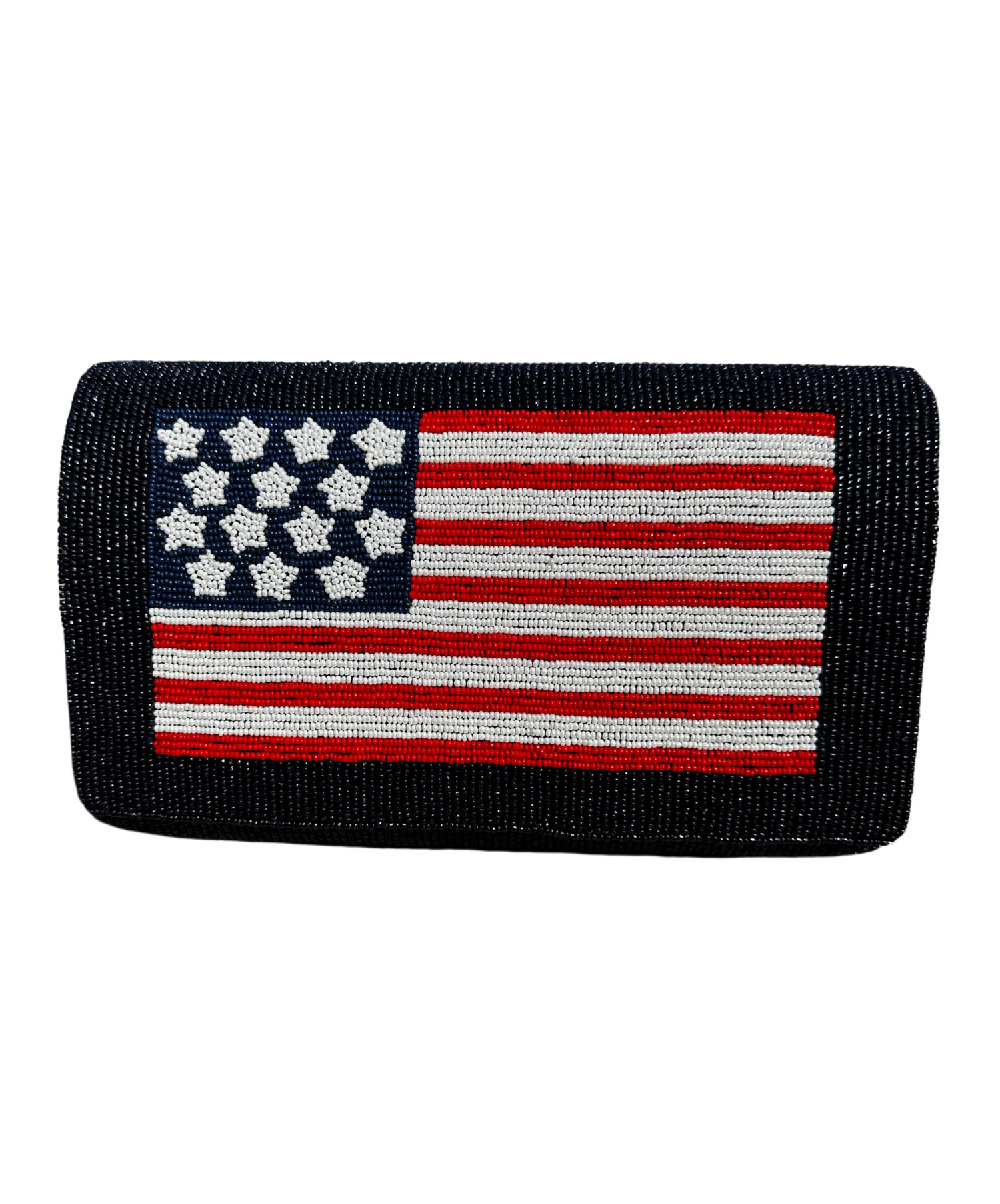 Luxury Navy Beaded American Flag Clutch