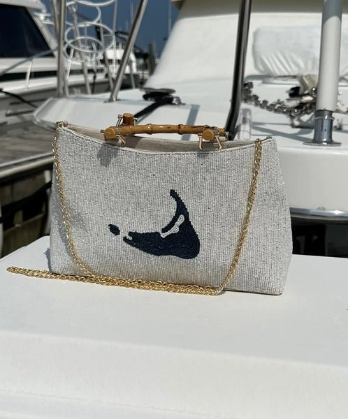 Navy beaded discount bag