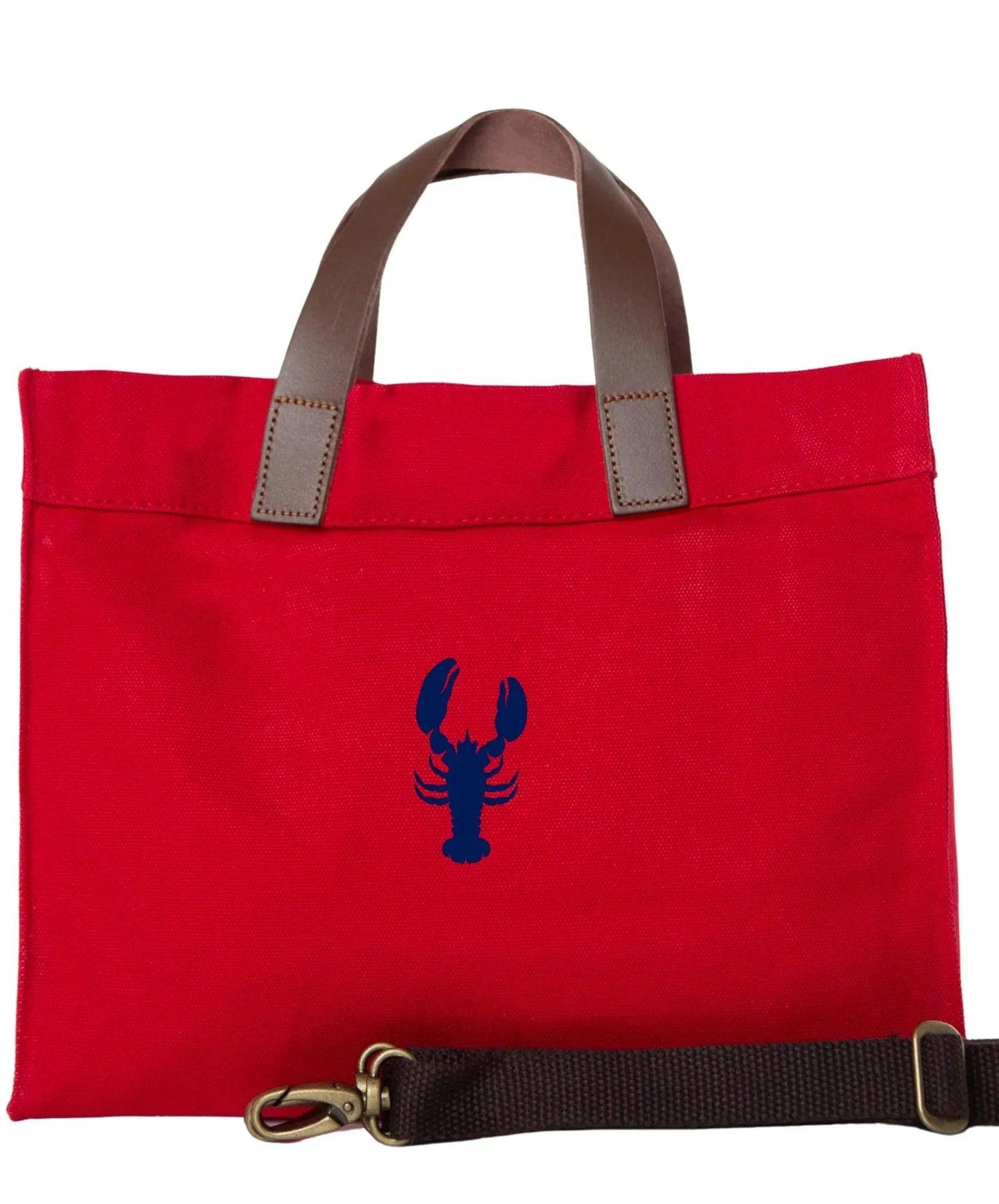 Canvas Red Tote  Bag with Lobster Design in Navy