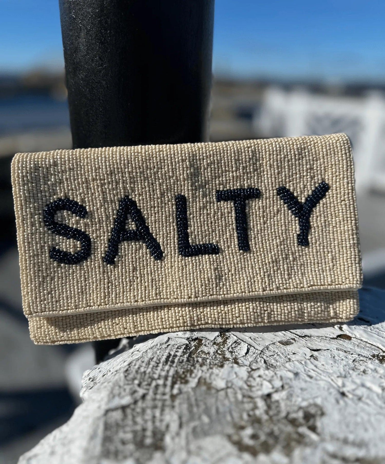 Salty Beaded Clutch- Tan