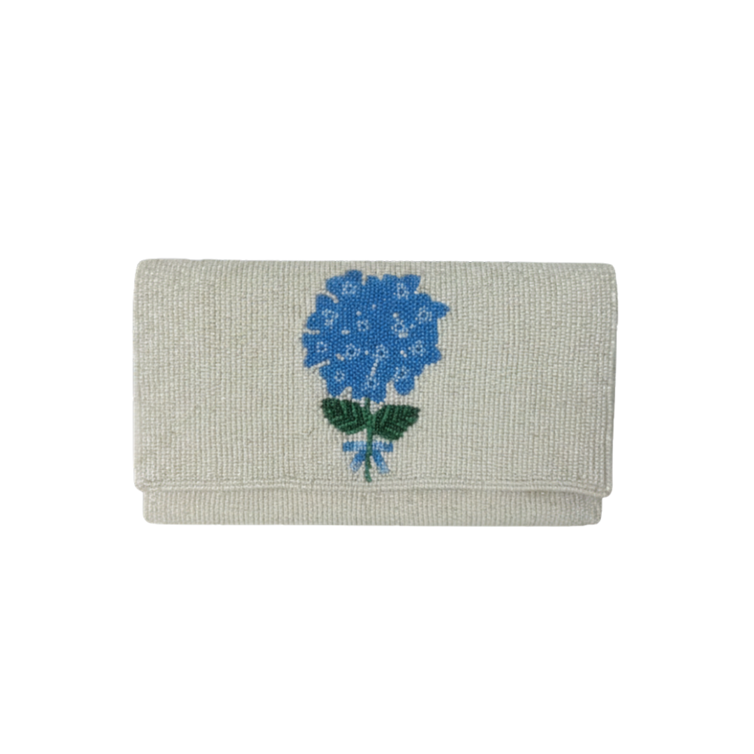 Harper Hydrangea Hand-Beaded Clutch