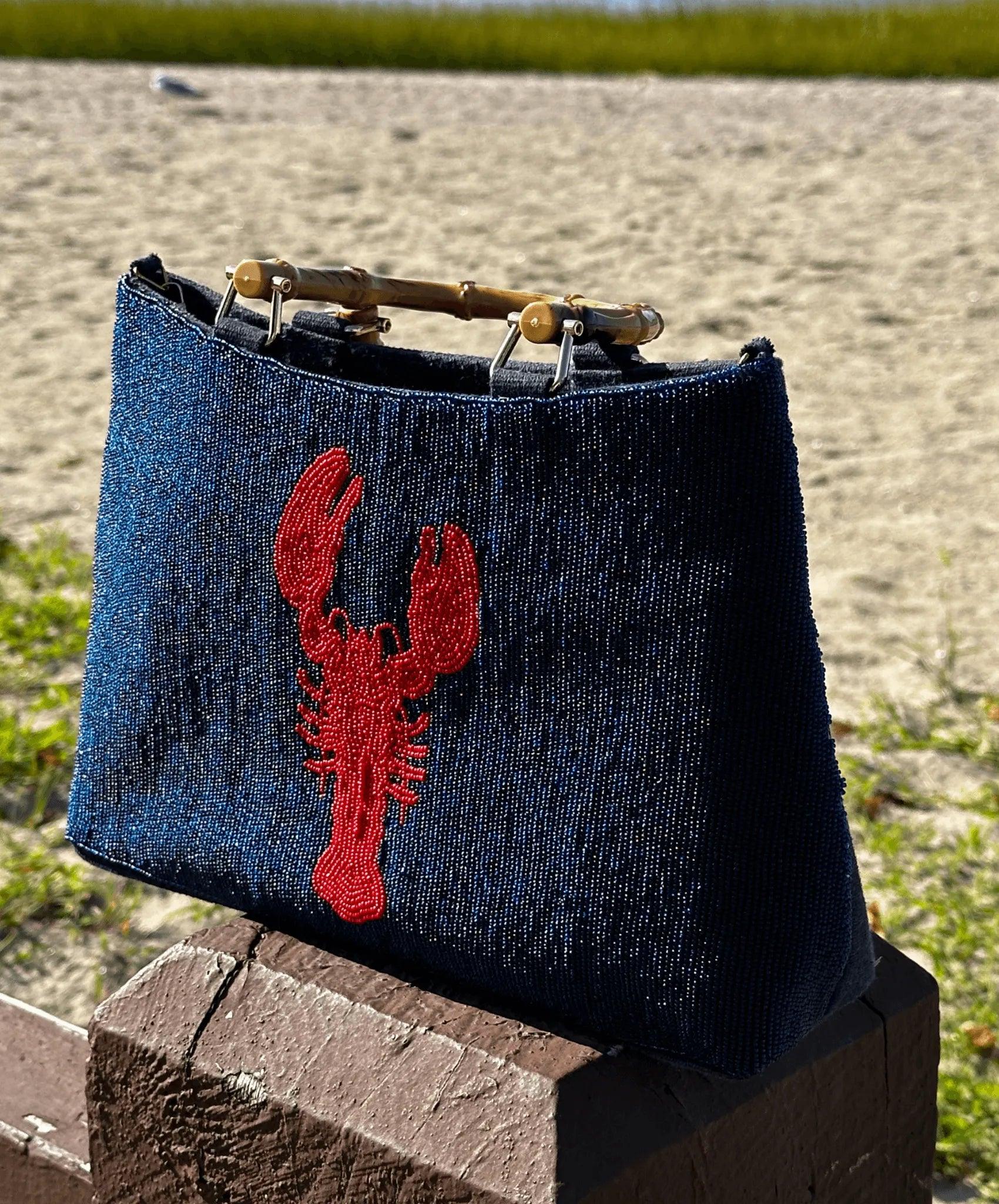 Navy beaded bag shop