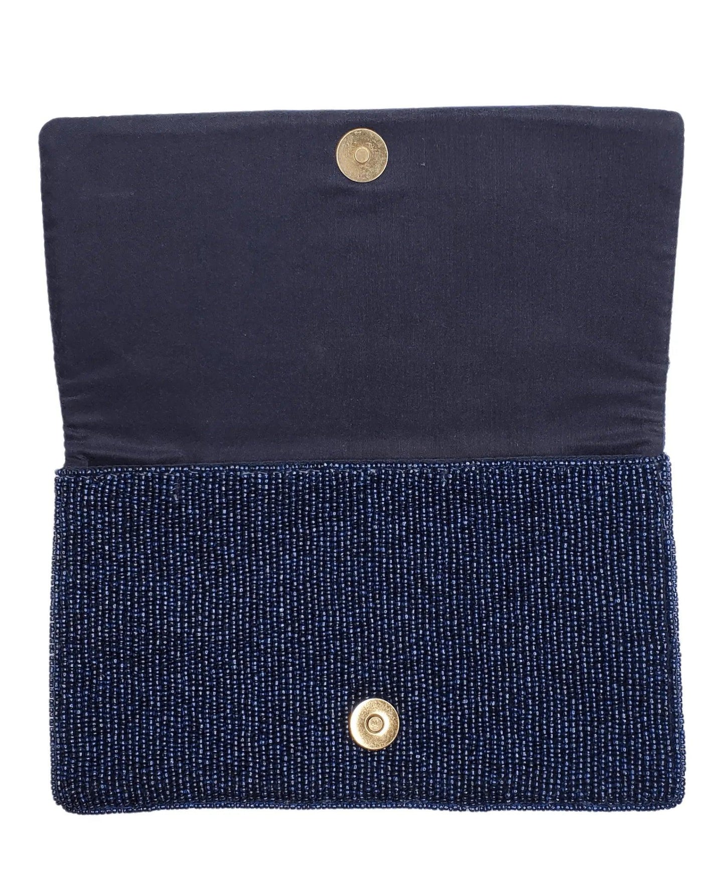 Coastal Beaded Lobster Clutch - Navy Blue with Red Motif