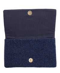Coastal Beaded Lobster Clutch - Navy Blue with Red Motif