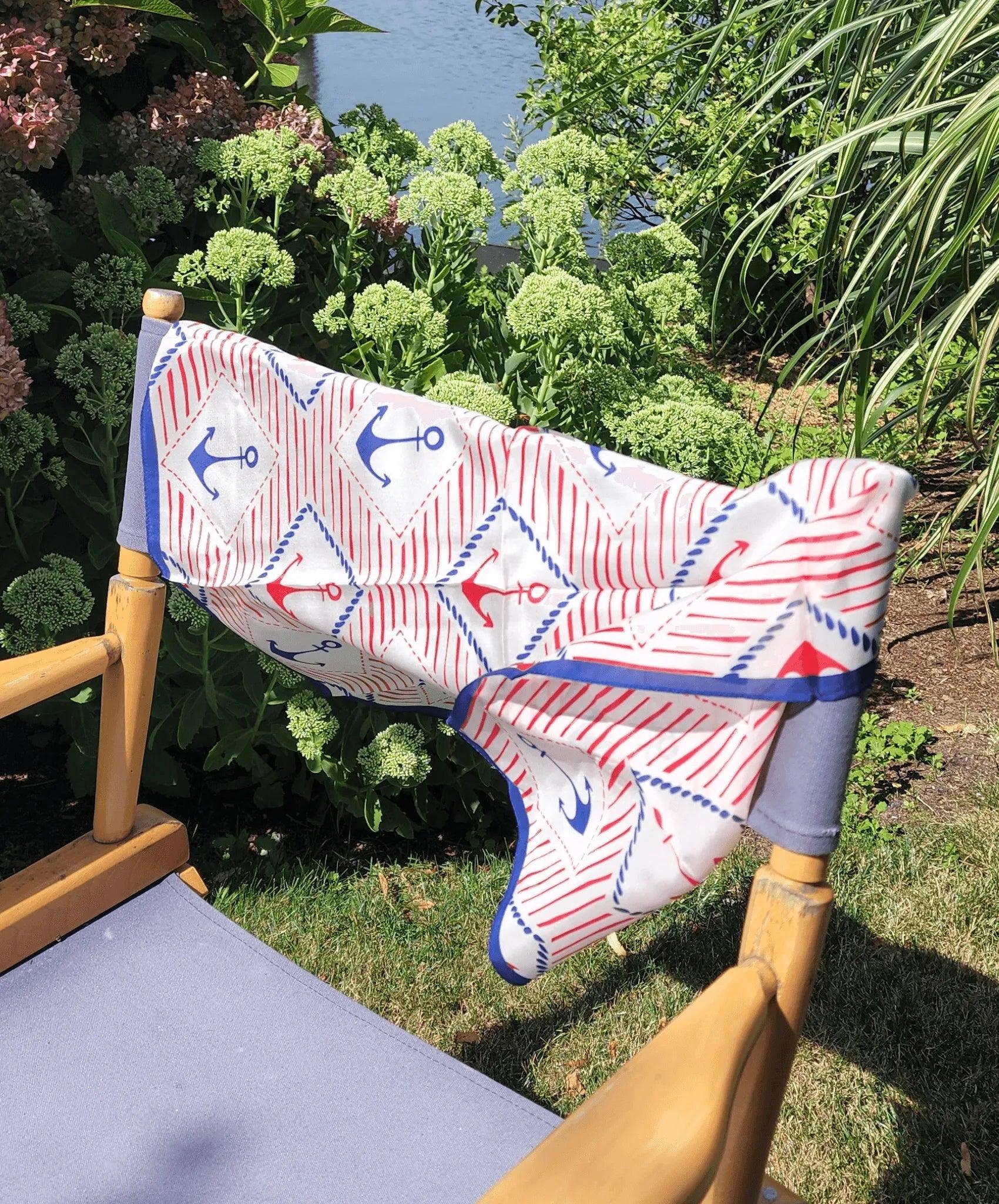 picture of red white and blue anchor scarf - silk