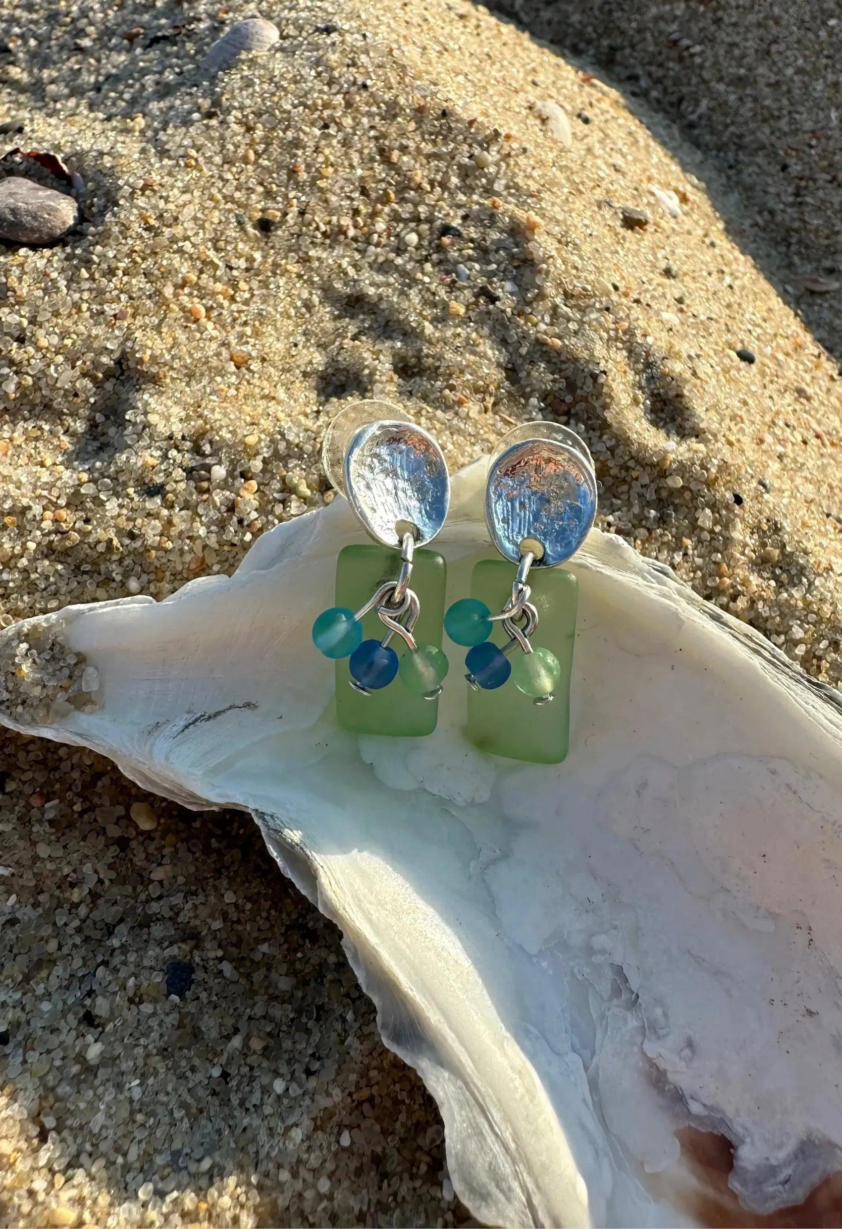 Sea glass 2025 stud earrings