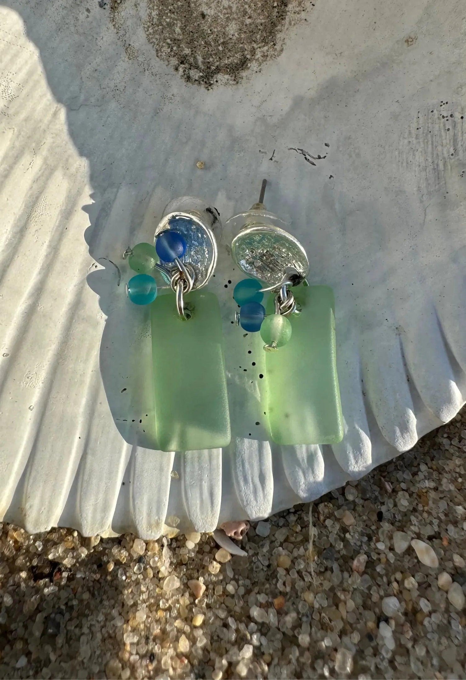 Mary Jane Lime Green Sea Glass Earrings