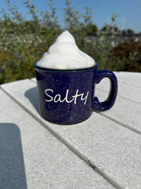 Cobalt Blue Campfire Mug with "Salty" Design – 15 oz Ceramic Mug
