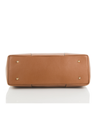 Large Brown Leather Handbag with Bamboo Handle – Stylish & Durable
