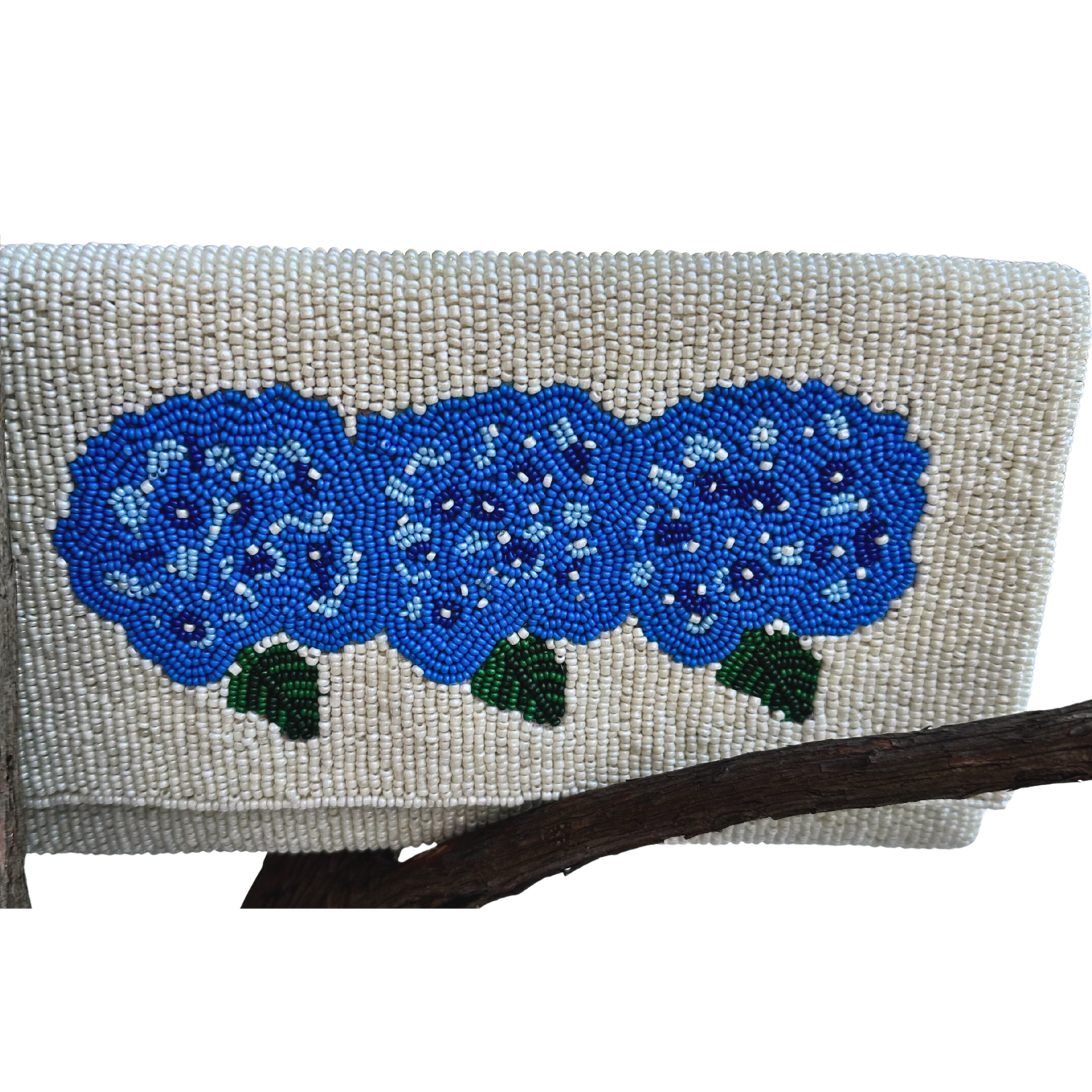 Floral Beaded Clutch – Blue Hydrangea