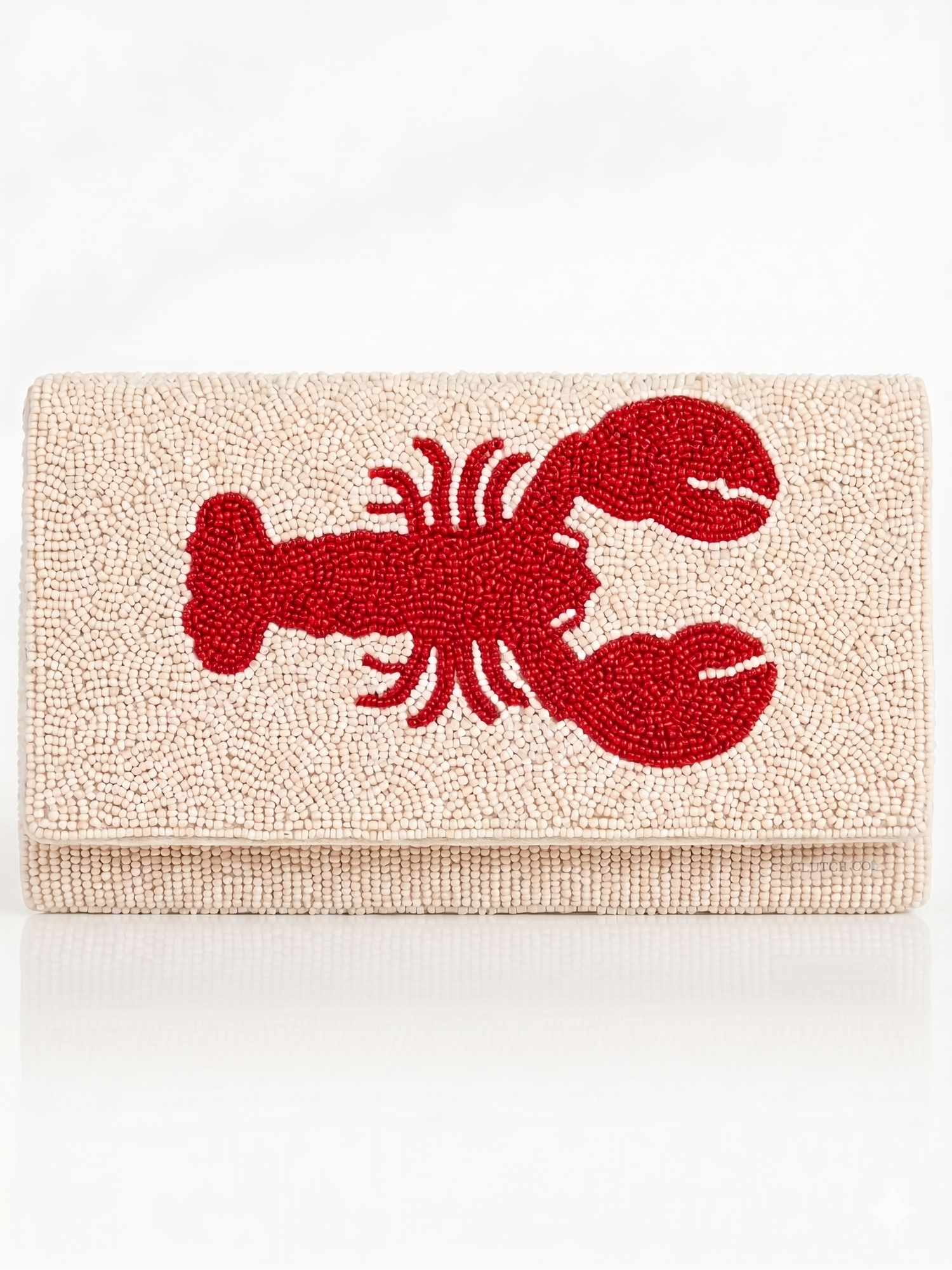 Cream Beaded Clutch – Red Lobster
