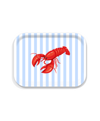 Large lobster tray with stripes birchwood tray