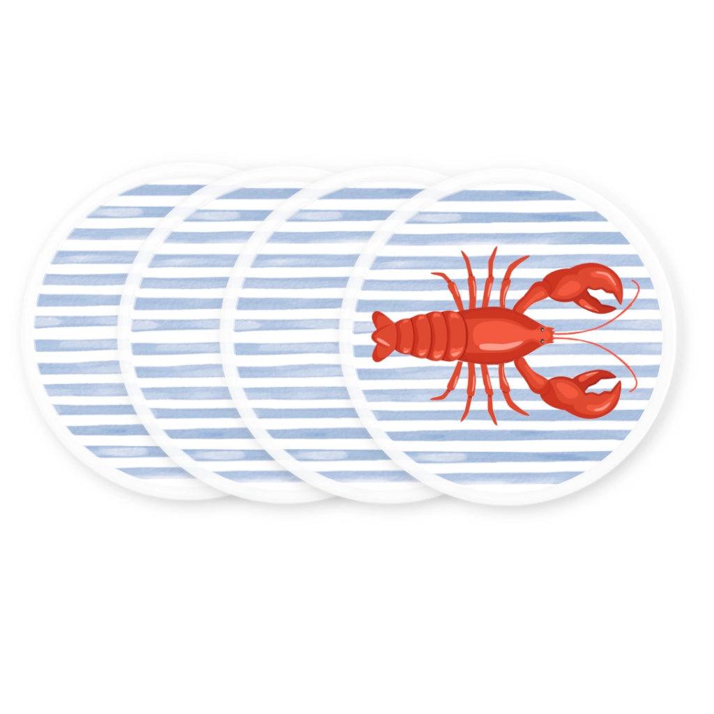 Stripes with Red Lobster Coasters – Coastal Charm for Your Table