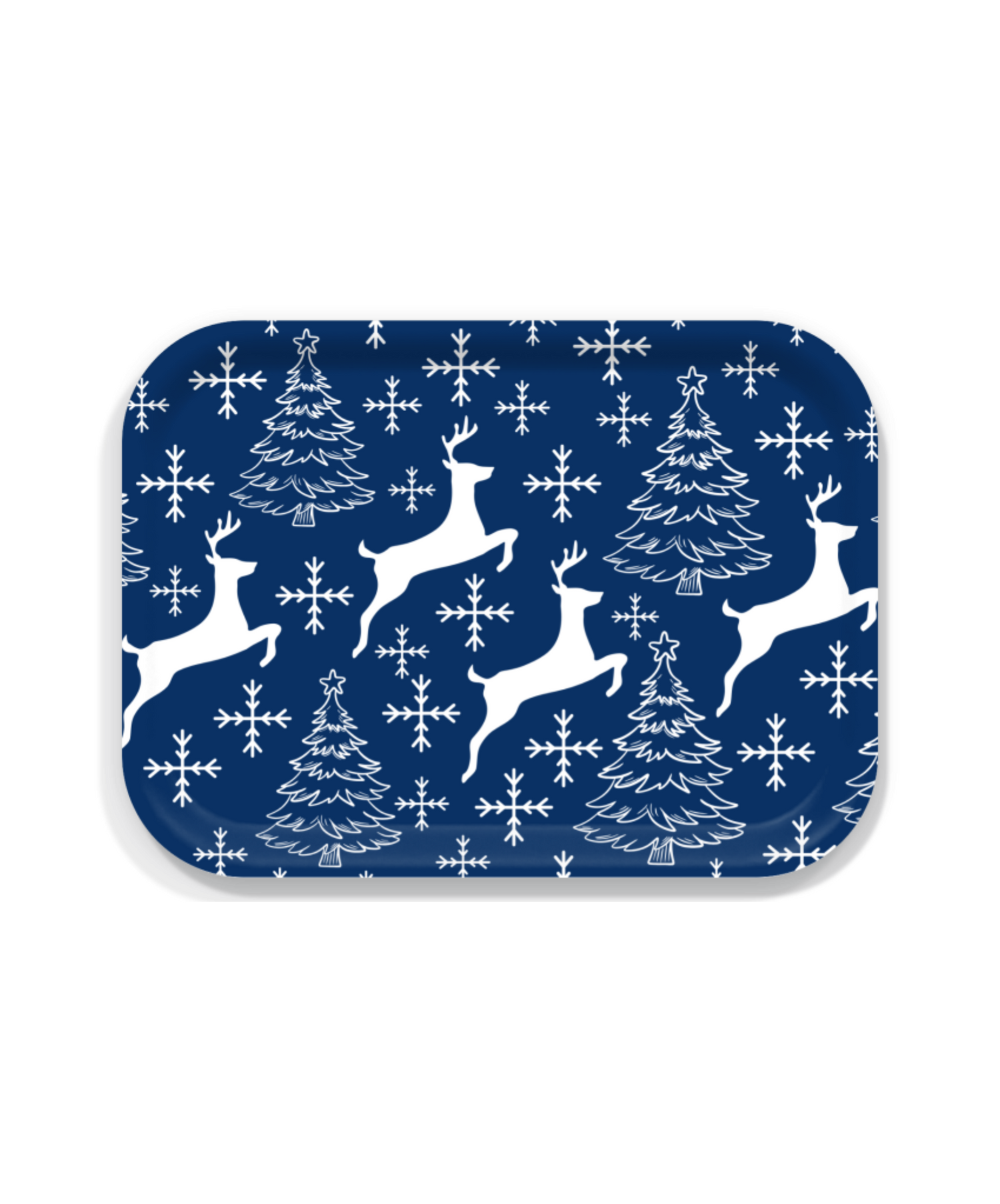 Navy Christmas tray birchwood