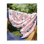 Red White and Blue Silk Scarf draped over chair