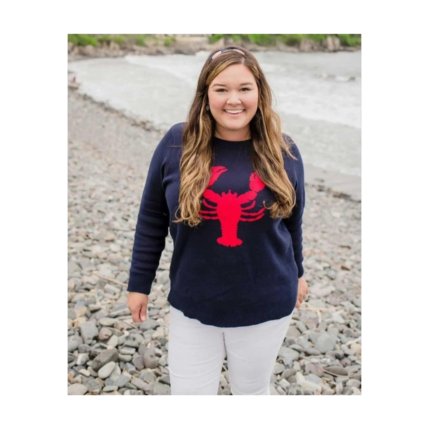 The Hadley — Navy Sweater with Red Lobster